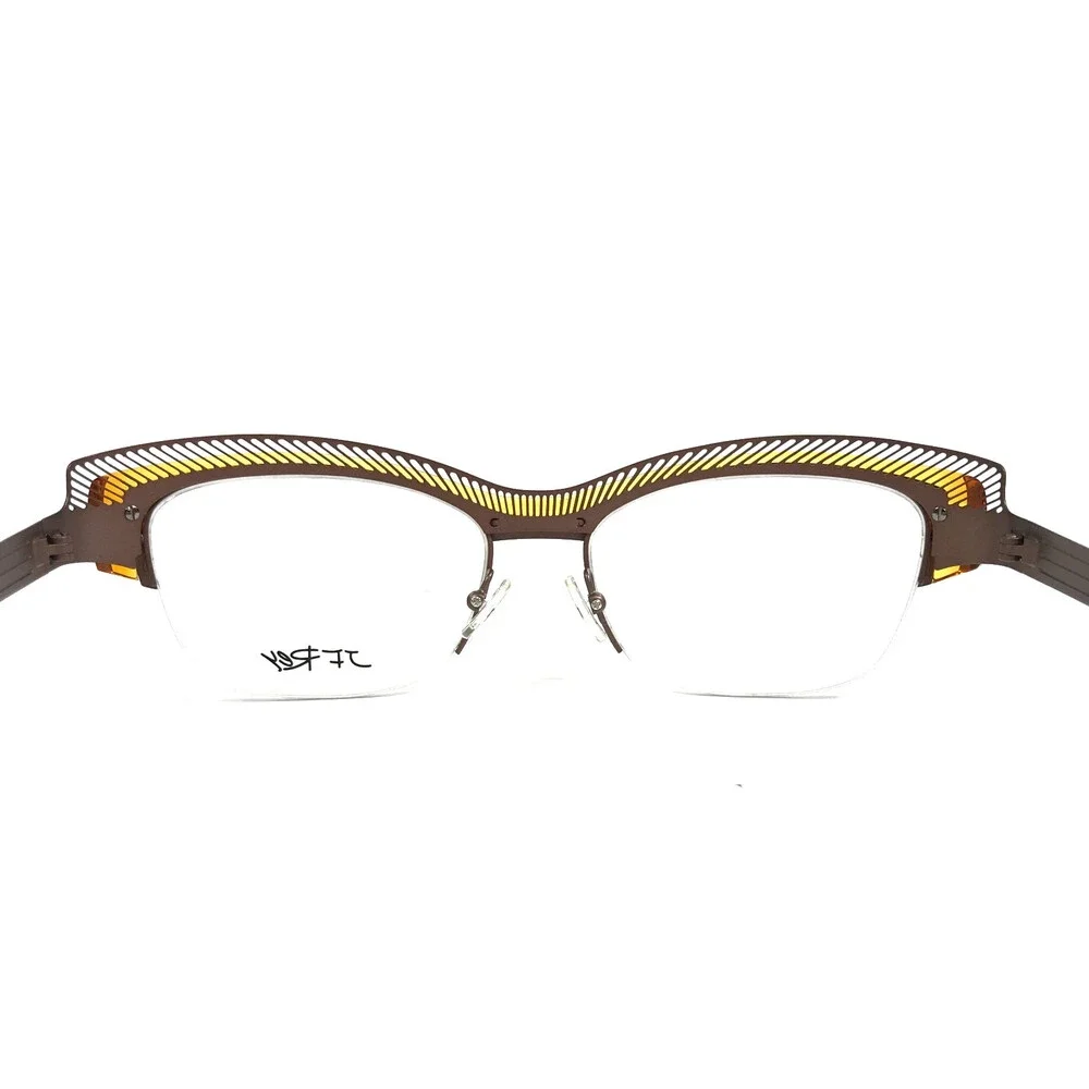 J.F. Rey Eyeglasses Frames JF2574 9550 Brown Orange Cat Eye Half Rim 54-17-136